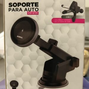SOPORTE p/AUTO + CARGADOR INALAMBRICO SOUL 2 en 1 MAGNETICO